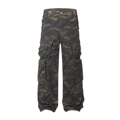 New Style Waste Soil Style High Street American Camouflage Workwear Wide Leg Pants