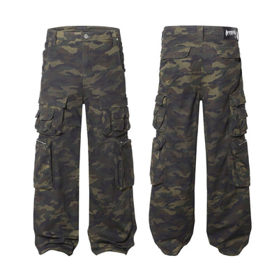 New Style Waste Soil Style High Street American Camouflage Workwear Wide Leg Pants