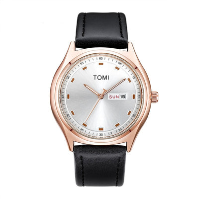 Fashion Simple Double Calendar Leather-belt Watch